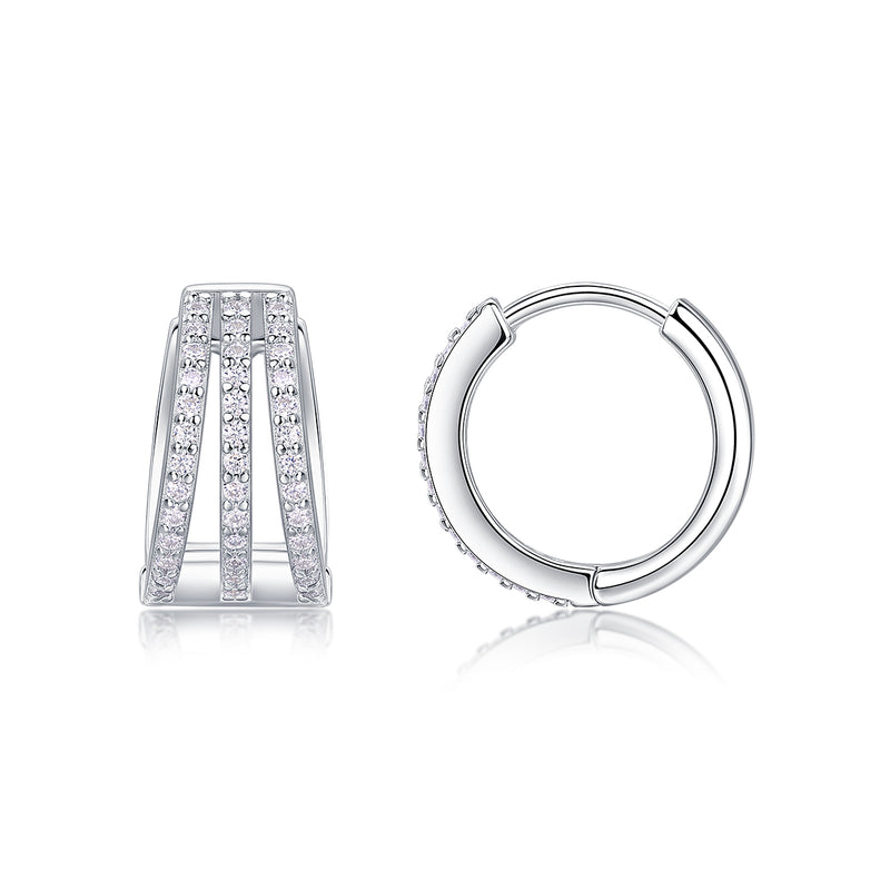 Luxury S925 Silver Moissanite Stud Earrings Modern Rectangular Design - 4