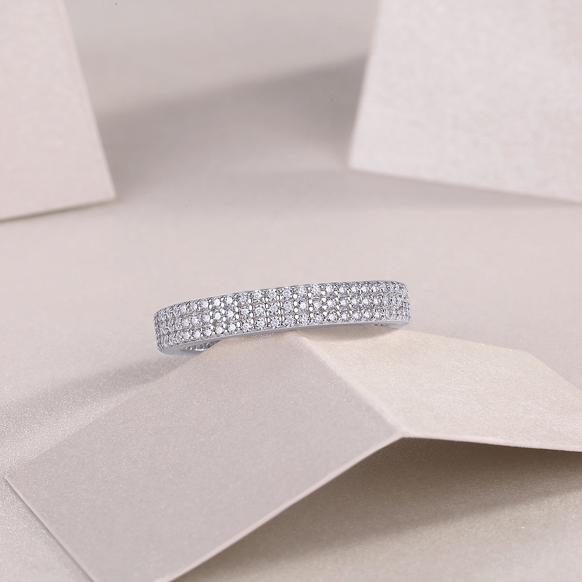Moissanite S925 Sterling Silver Ring Set Elegant Bezel Design
