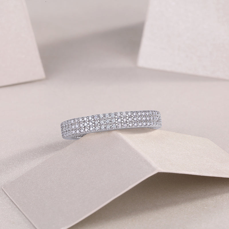 Moissanite S925 Sterling Silver Ring Set Elegant Bezel Design - 3