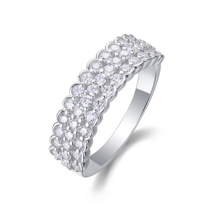 Multi-row Moissanite Ring in S925 Sterling Silver Modern & Elegant Fine Jewelry - 1