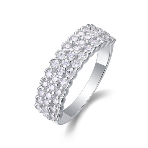 Multi-row Moissanite Ring in S925 Silver Luxury Fashion Jewelry