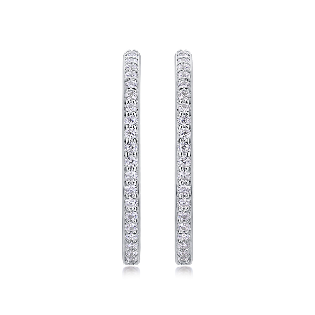 1Ribbon Square Moissanite S925 Sterling Silver Hoop Earrings Platinum-Plated Studs