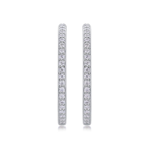 1Ribbon Square Moissanite S925 Sterling Silver Hoop Earrings Platinum-Plated Studs