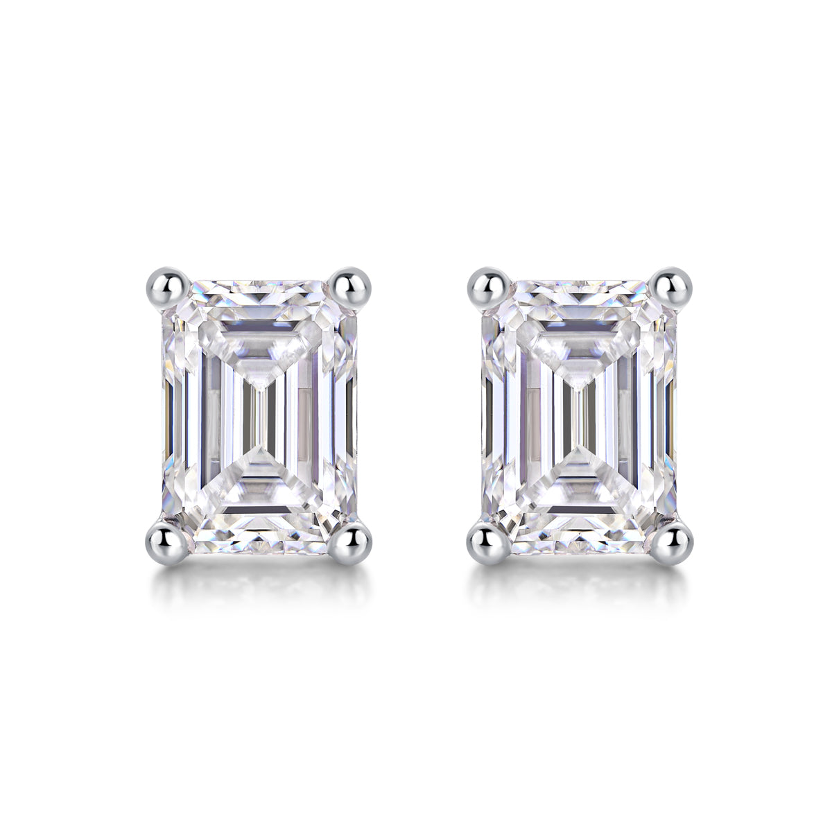 Octagonal Moissanite Stud Earrings in S925 Silver
