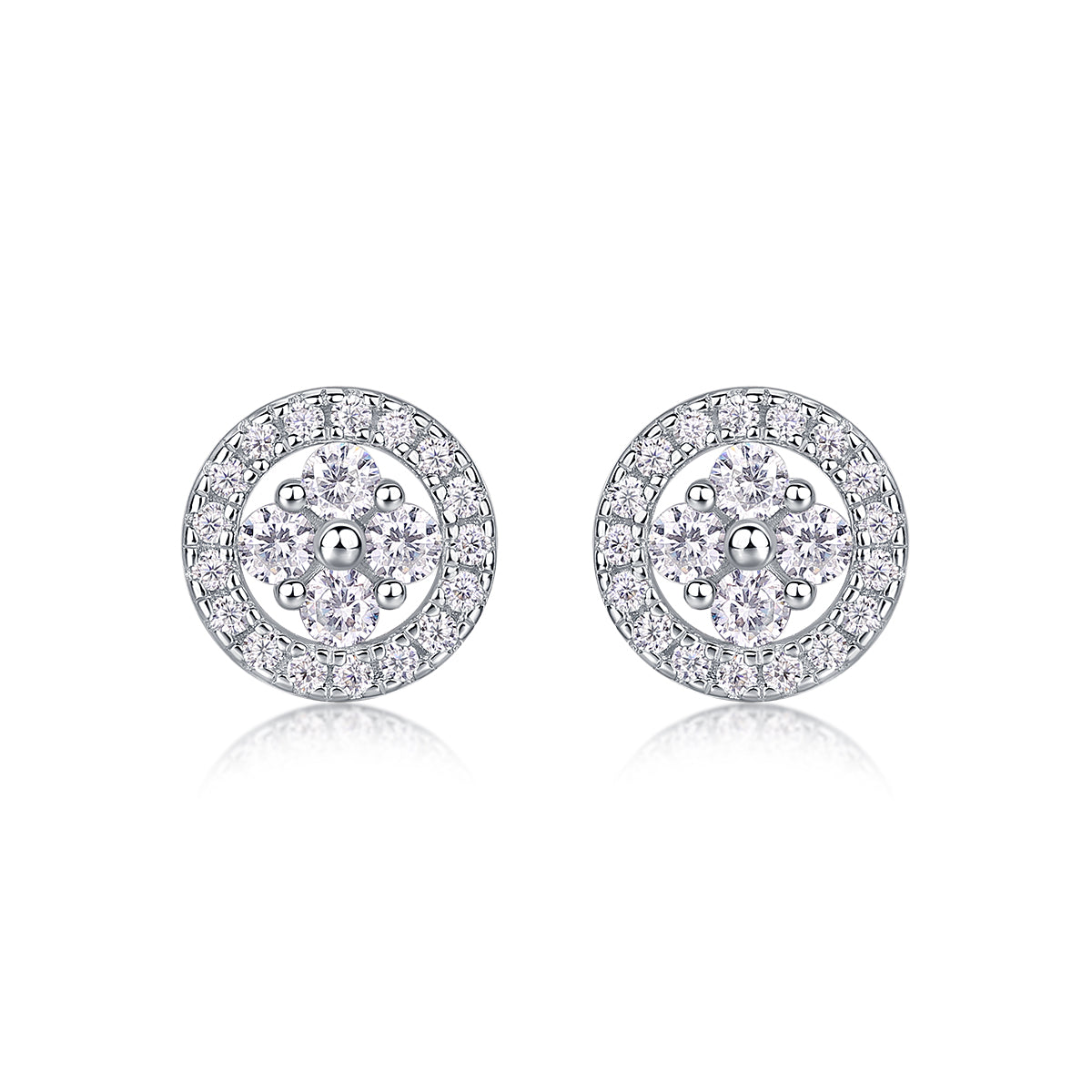 S925 Sterling Silver Osmanthus Moissanite Stud Earrings Set Elegant Floral Design