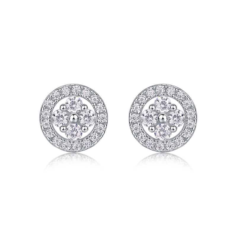S925 Sterling Silver Osmanthus Moissanite Stud Earrings Elegant Floral Design - 1
