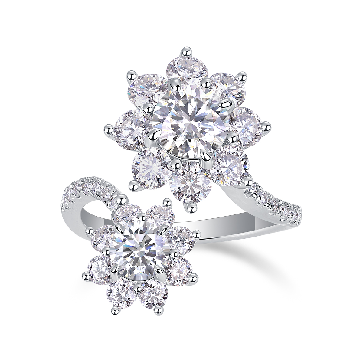 1Petal Morning Dew 1-Carat Moissanite S925 Sterling Silver Ring Floral Design