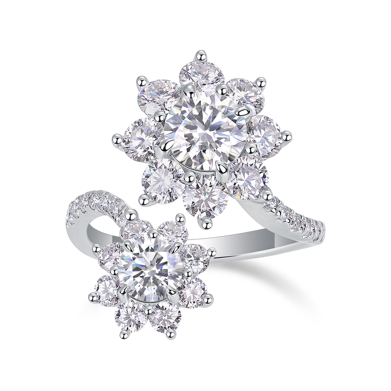1Petal Morning Dew 1-Carat Moissanite S925 Sterling Silver Floral Ring - 1