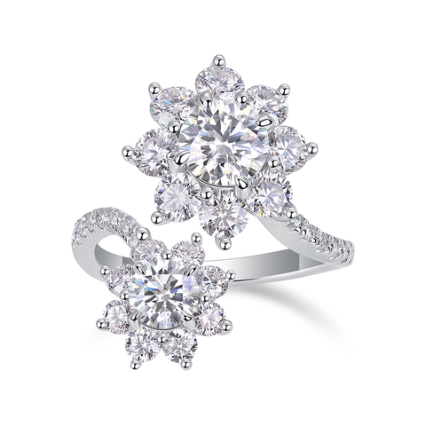 1Petal Morning Dew 1-Carat Moissanite S925 Sterling Silver Ring Floral Design