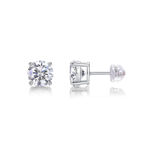 Classic Moissanite Sterling Silver Stud Earrings