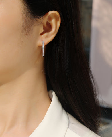 S925 Sterling Silver Moissanite Hoop Earrings with Platinum Plating