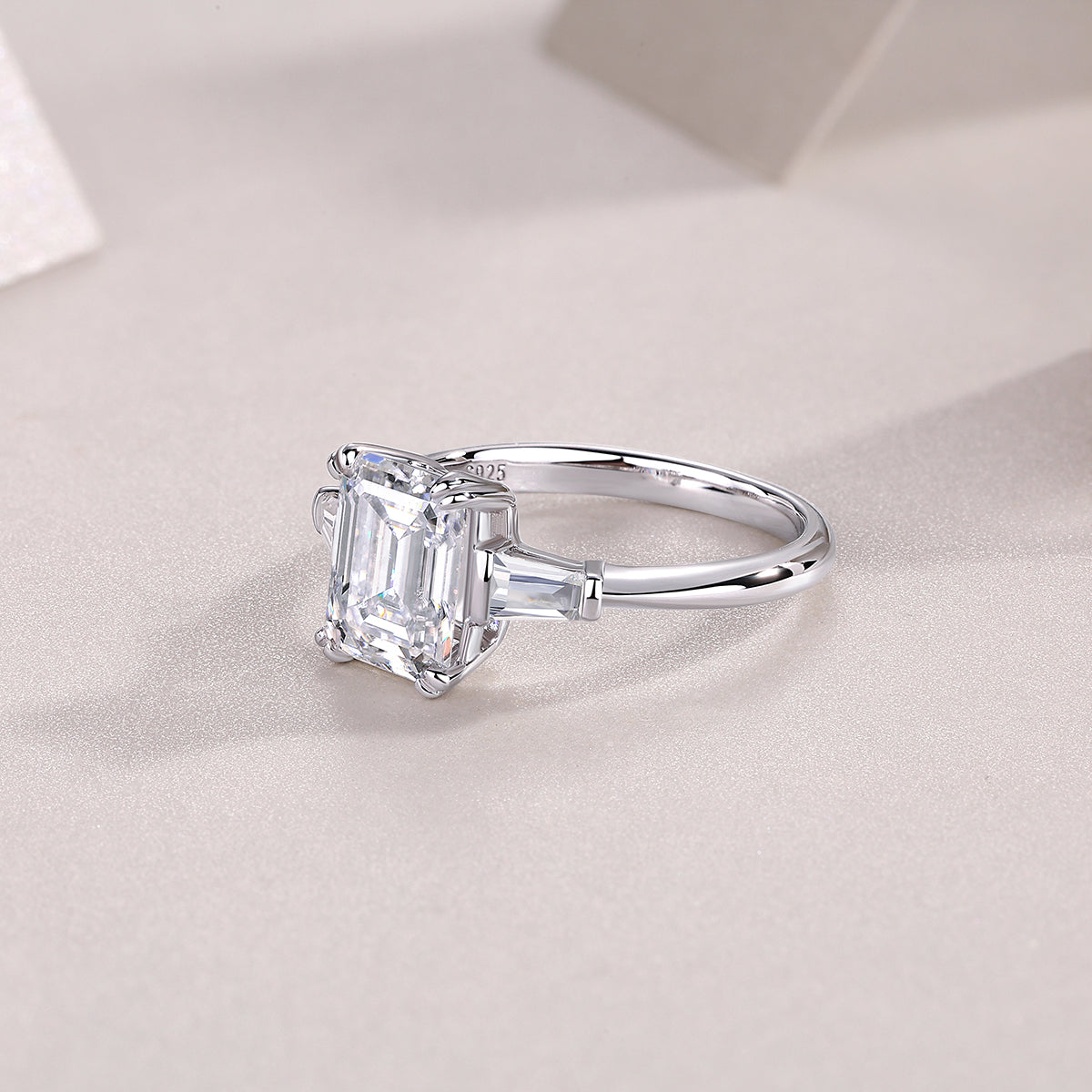 S925 Sterling Silver Moissanite Ring Octagonal Cut Elegant Design