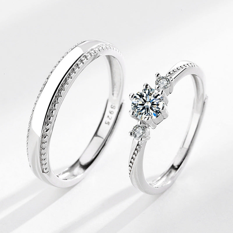 Love At First Sight S925 Silver Diamond Couple Rings Set - 1