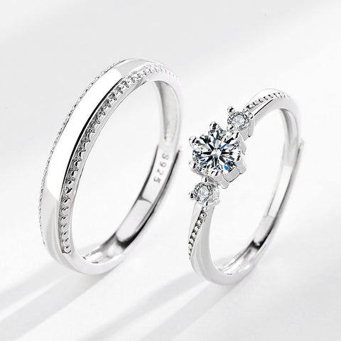 Love At First Sight S925 Silver Diamond Couple Rings Set