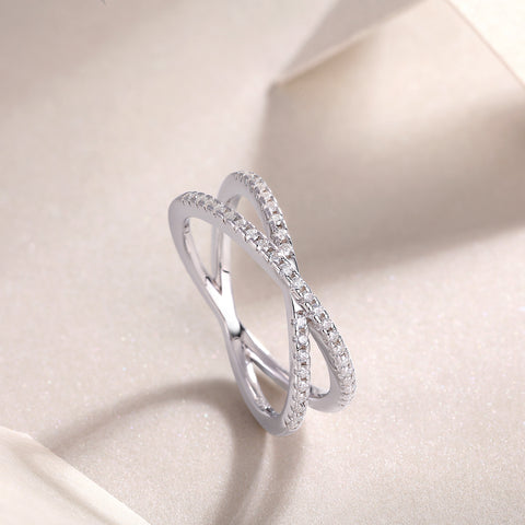 S925 Silver Double Band Moissanite Ring Elegant Luxury Fashion Jewelry