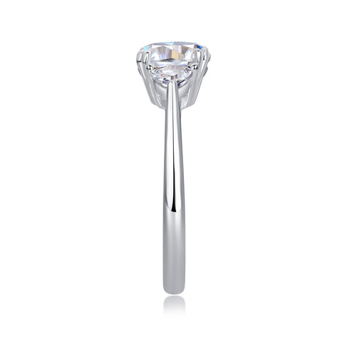 Large Pillow-Cut Moissanite Silver Wedding Ring S925