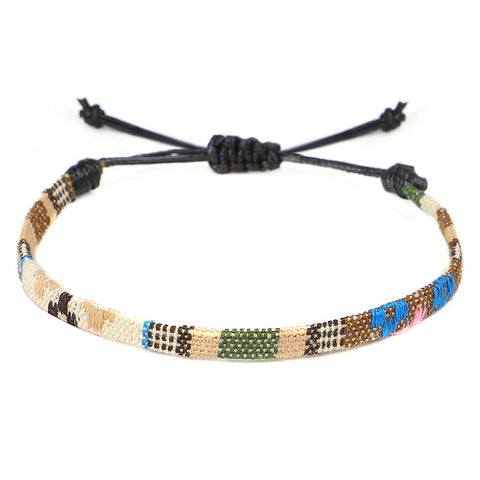 Bohemian Hand Woven Rainbow Color Cloth Anklet
