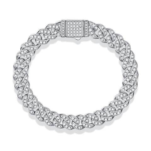 Luxury S925 Silver Moissanite Cuban Link Bracelet