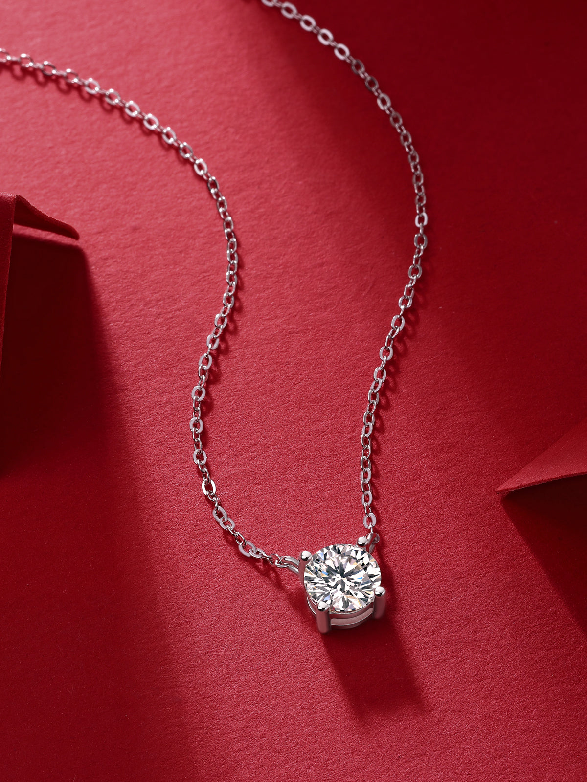 Affordable S925 Sterling Silver Necklace Pendant Set with 1-Carat and 2-Carat Moissanite Diamonds