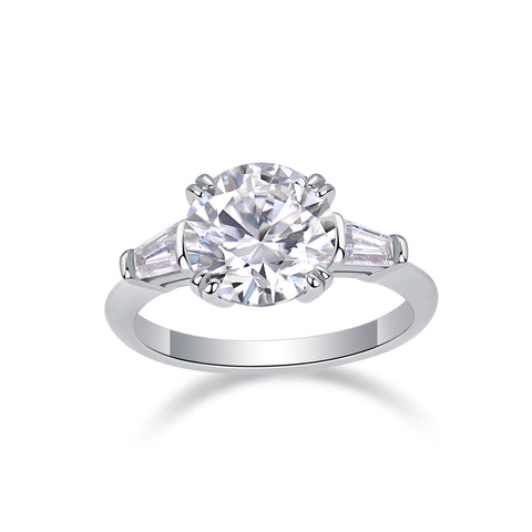 3-Carat Moissanite S925 Sterling Silver Ring Modern Elegant Design