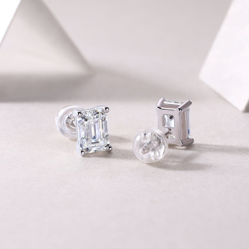 Octagonal Moissanite Stud Earrings in S925 Silver - Modern & Elegant - 2