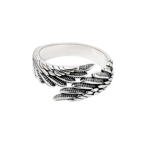 Love Couple Silver Ring and Bracelet Set with Angel Wings