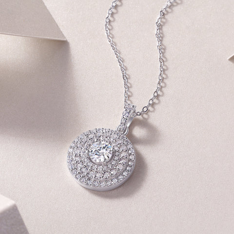 1White Dune Moissanite Pendant Necklace in S925 Sterling Silver with Platinum Plating