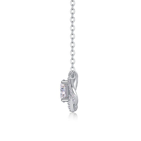 1Lucky Flower Moissanite Pendant in S925 Sterling Silver with Platinum Plating