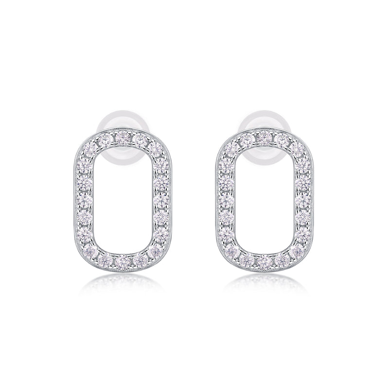 S925 Sterling Silver Moissanite Stud Earrings Modern Elegant Rectangular Design - 2