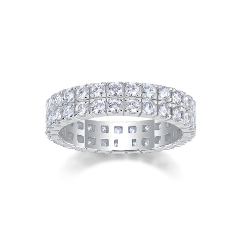 Multi-Row Moissanite S925 Silver Ring Elegant Luxury Jewelry