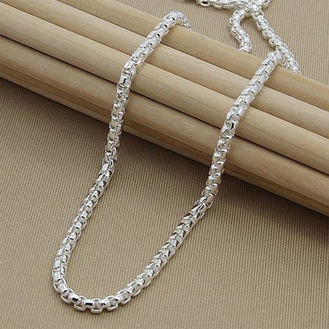 Silver Plated Round Box Chain Necklace with Clip Clasp