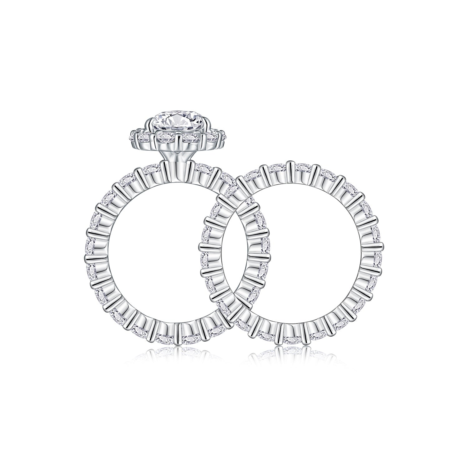 1Devoted Dew Moissanite Sterling Silver Ring Set Pear-Shaped Fashion Jewelry
