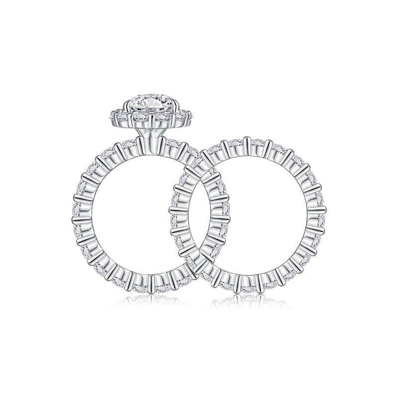 1Devoted Dew Moissanite Sterling Silver Ring Set Pear-Shaped Fashion Jewelry - 1