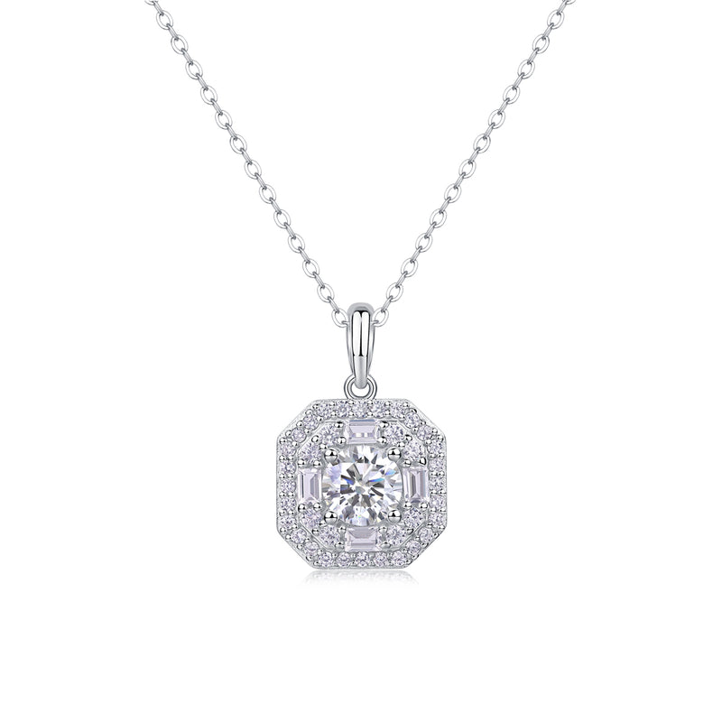 1-Carat Moissanite Square Pendant Necklace in S925 Sterling Silver - 1