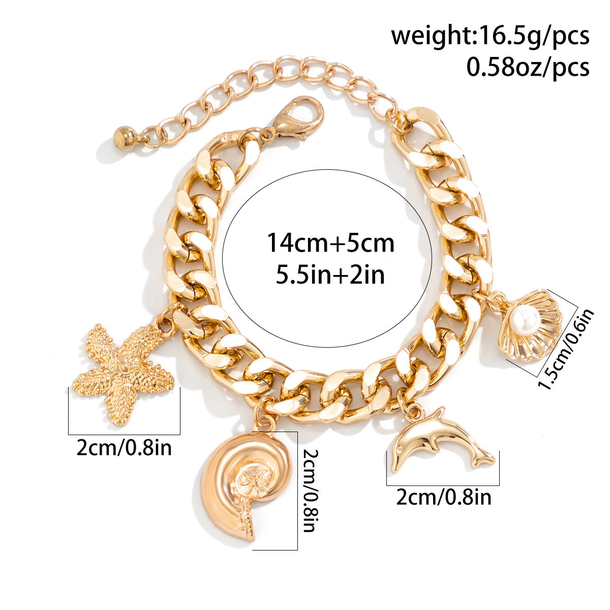 Boho Beach Charm Necklace and Bracelet Set for Women