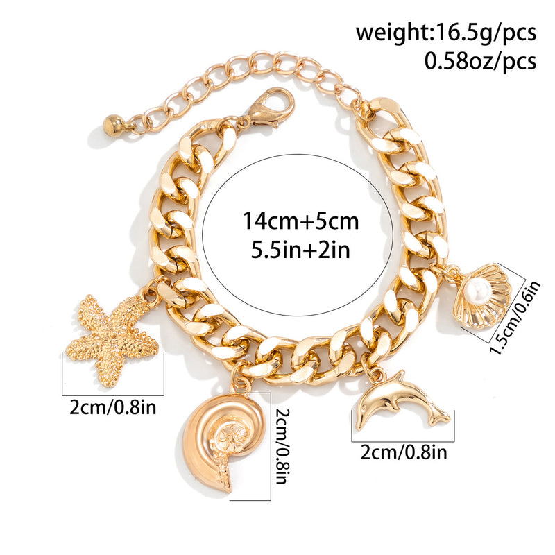 Boho Beach Charm Necklace and Bracelet Set for Women - 2
