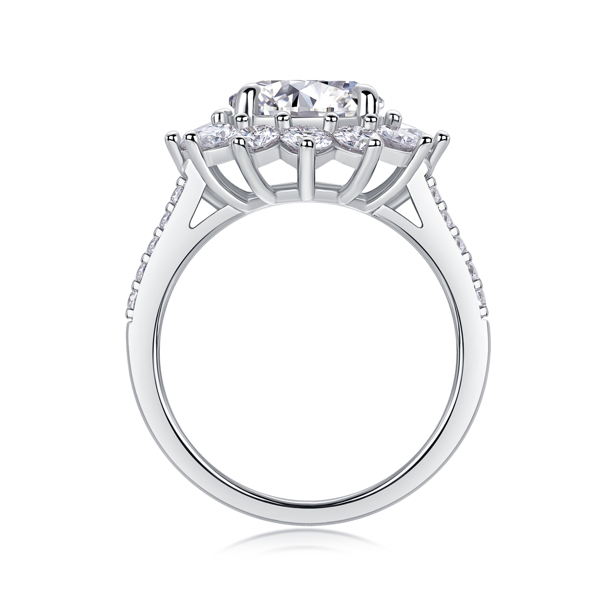 1Sunflower 3-Carat Moissanite Sterling Silver Ring Fashion Jewelry