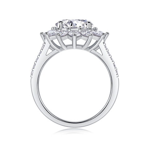 1Sunflower 3-Carat Moissanite Sterling Silver Ring Fashion Jewelry