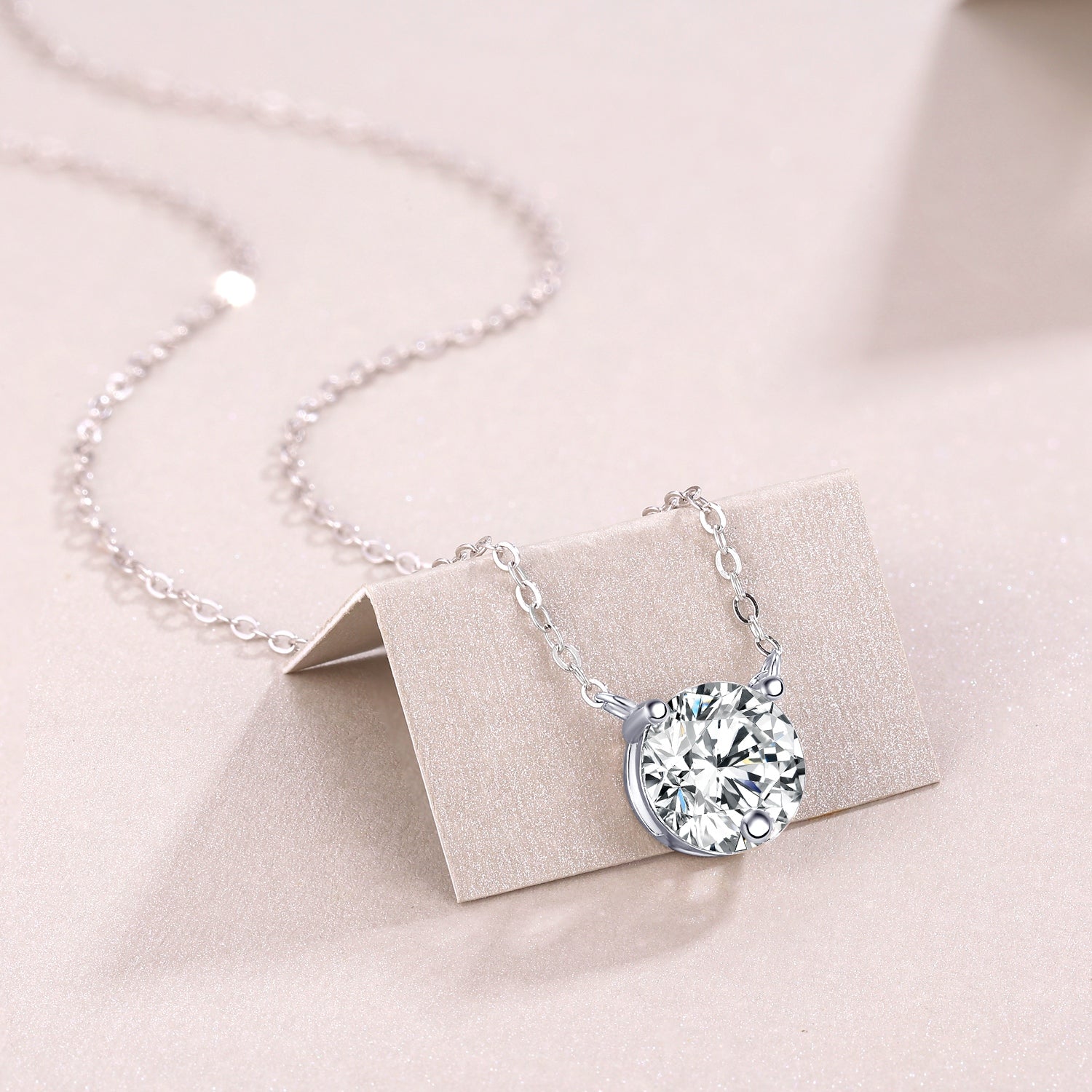 2-Carat Moissanite Pendant Necklace in S925 Sterling Silver with Platinum Plating