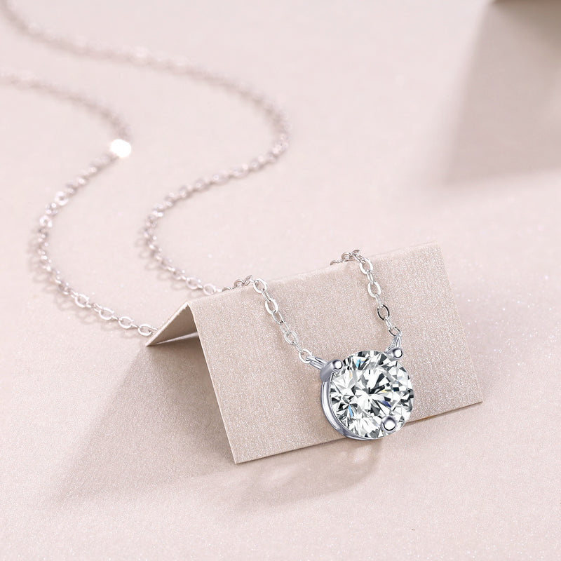 2-Carat Moissanite Pendant Necklace in S925 Sterling Silver with Platinum Plating - Modern & Elegant - 4