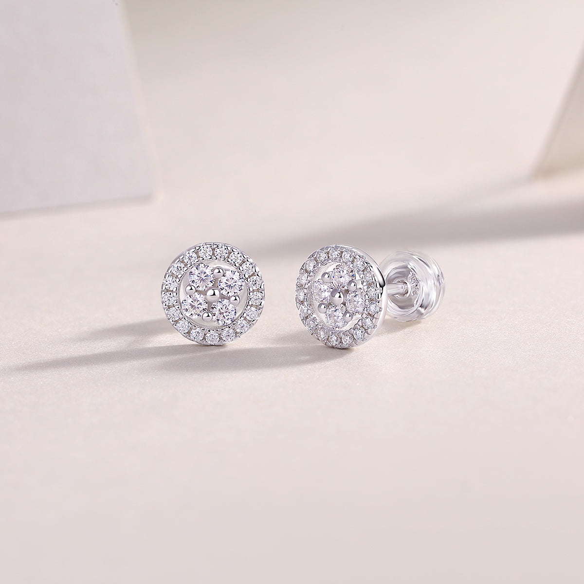 S925 Sterling Silver Osmanthus Moissanite Stud Earrings Set Elegant Floral Design