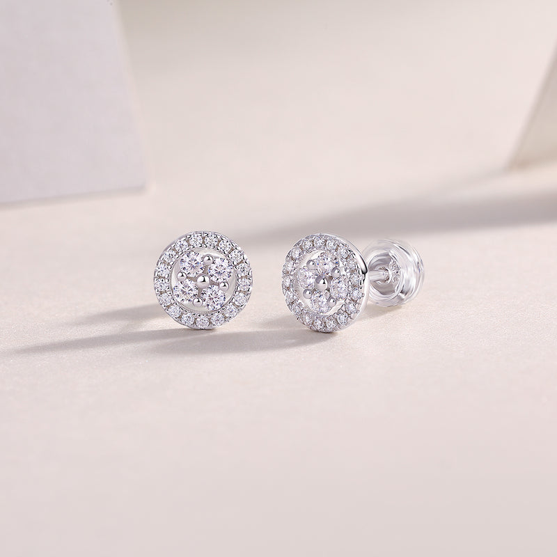 S925 Sterling Silver Osmanthus Moissanite Stud Earrings Elegant Floral Design - 2