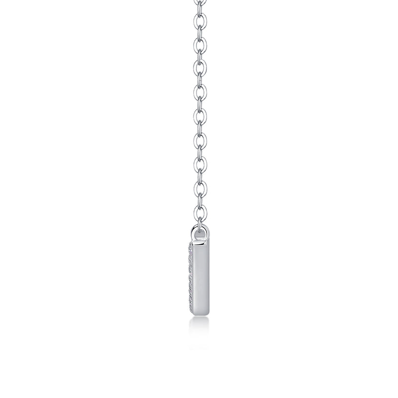 1Joy S925 Sterling Silver Moissanite Pendant Necklace Elegant Curved Bar Design - 2
