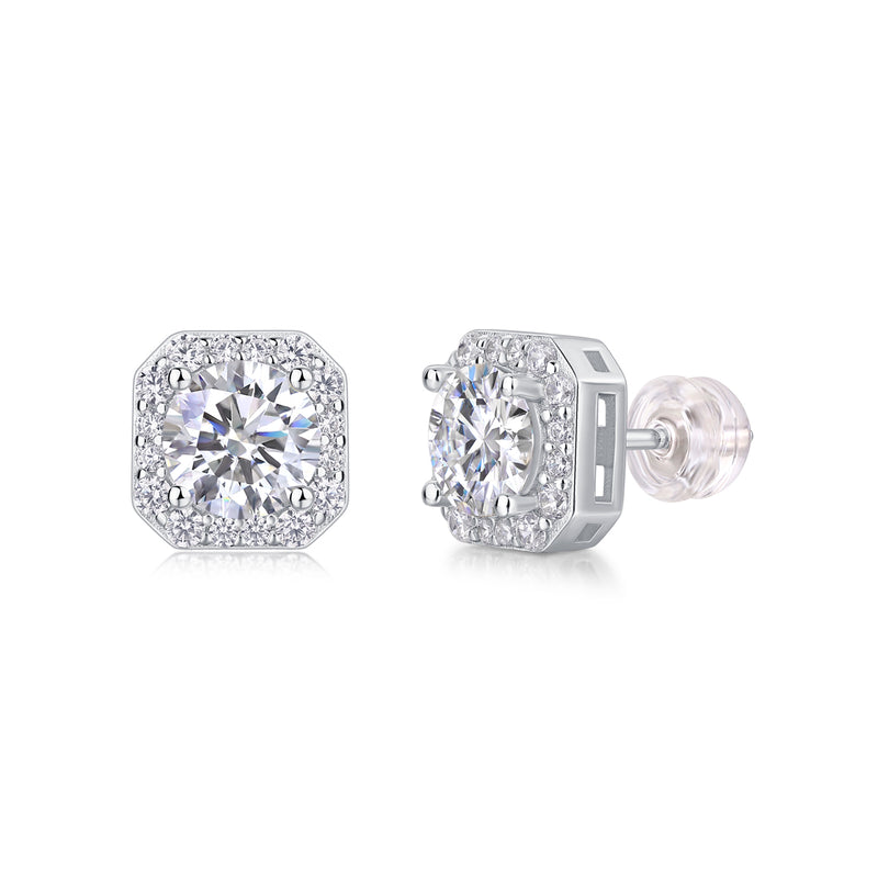 1 Carat Moissanite Stud Earrings in S925 Silver Modern & Elegant Design - 3