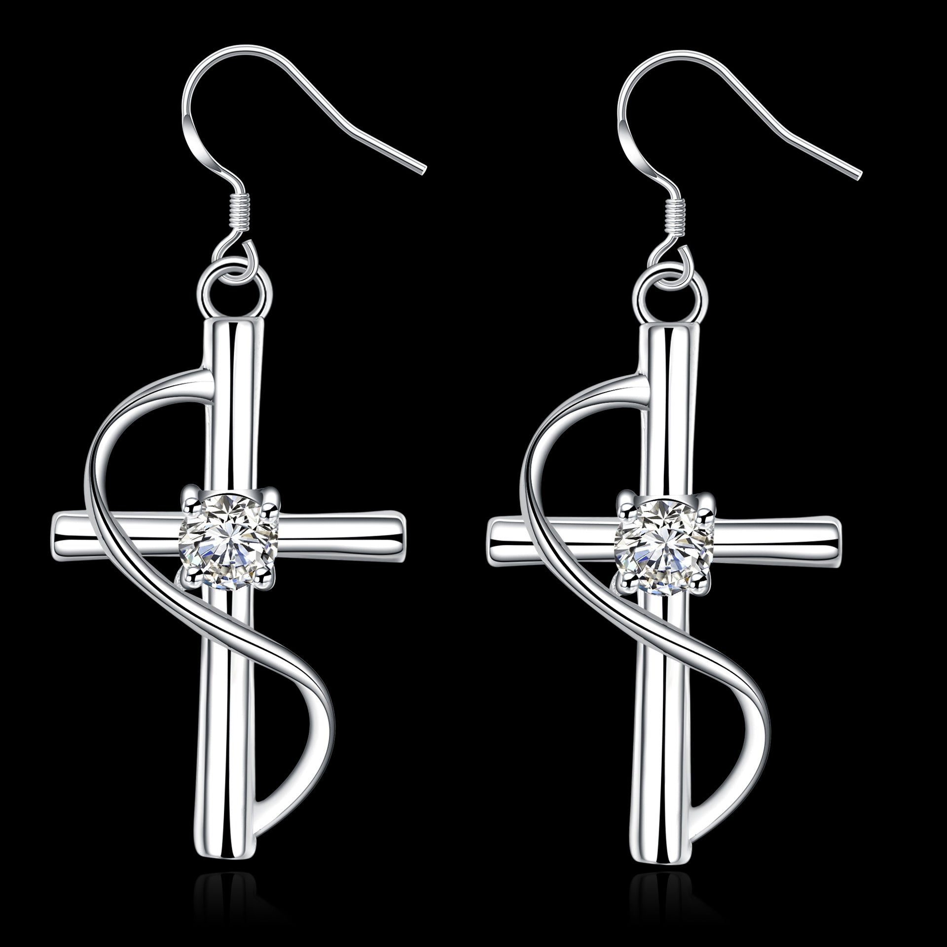 Elongated Cross Dangle Earrings for Women