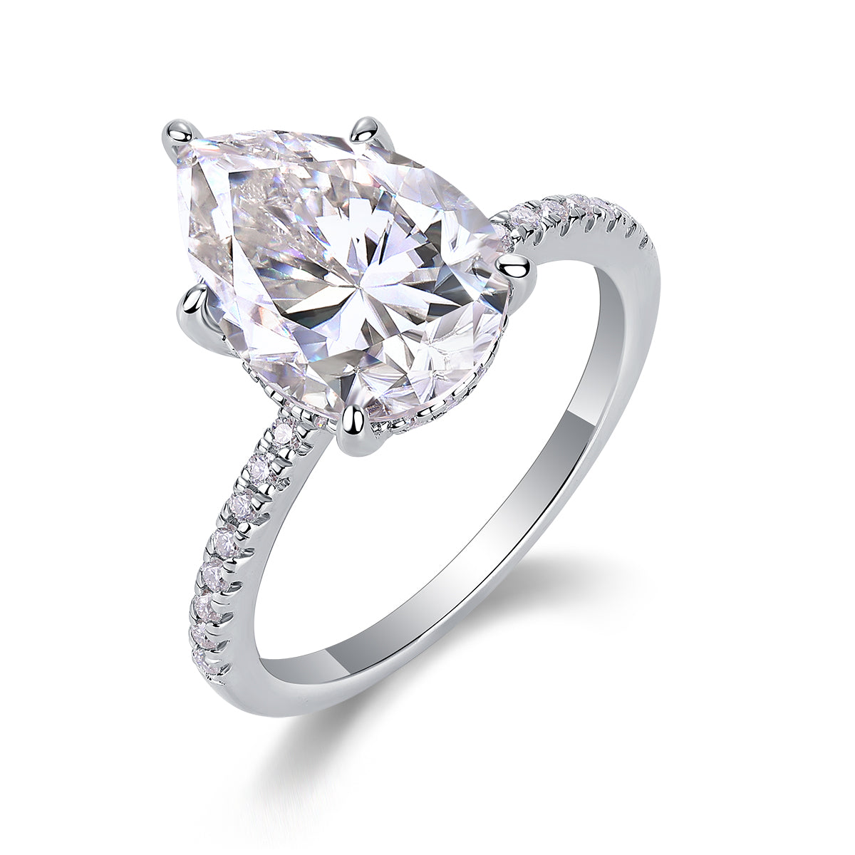 Pear-Shaped Moissanite Ring in S925 Sterling Silver Elegant Fashion Jewelry