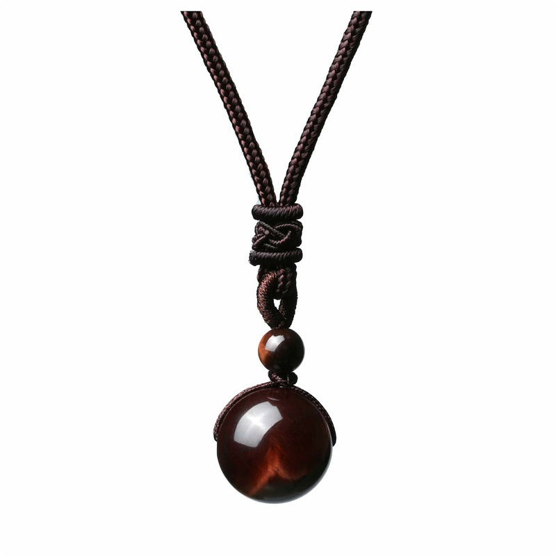 16mm Natural Obsidian Pendant Amethyst Necklace for Men and Women - 6