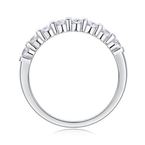 S925 Silver Moissanite Row Band Ring Elegant Modern Fine Jewelry