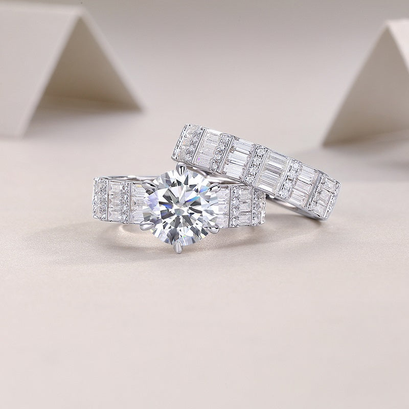 1Vanilla 3-Carat Moissanite S925 Sterling Silver Ring Set Modern Luxury