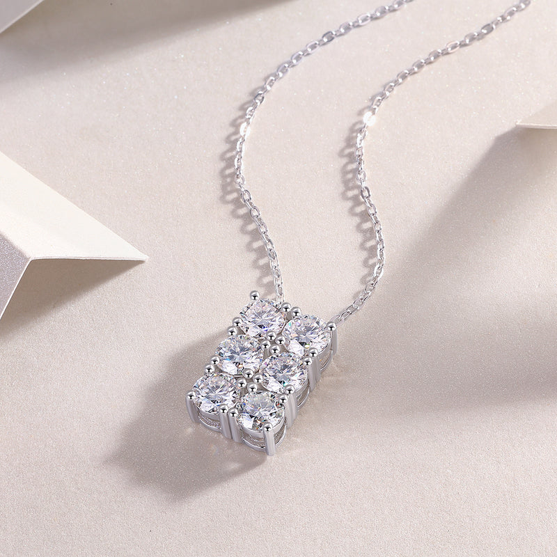 1Grand Round Moissanite Pendant Necklace in S925 Sterling Silver - Modern Elegant Design - 1